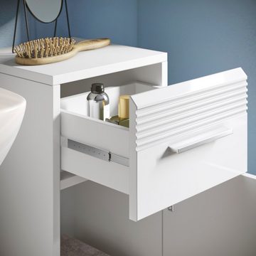 Newroom Kommode Floyd, Kommode Weiß Hochglanz Modern Badschrank Standschrank Bad