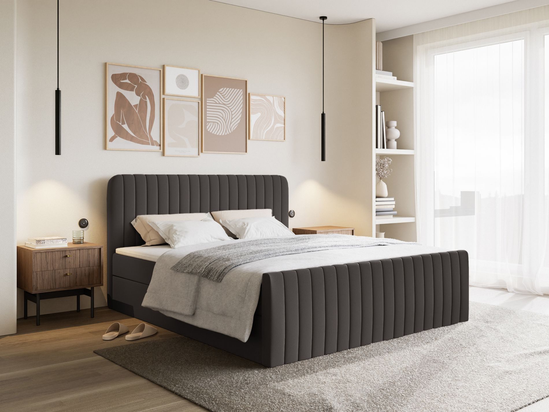 Selsey Boxbett SALIANO, Polsterbett mit Bettkasten, Matratze & Topper, Samt oder Chenille