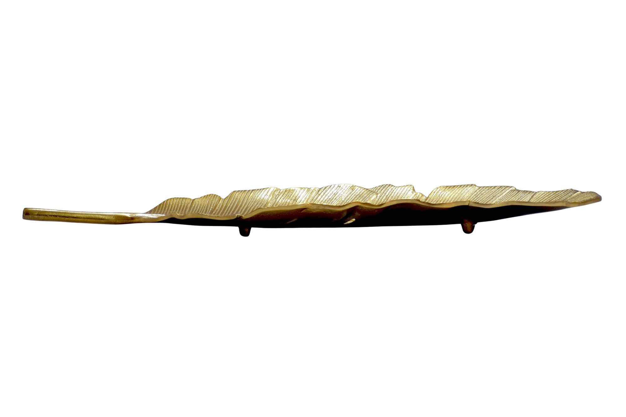 FINEBUY Dekoschale FB77690 Tischdeko 60cm Gold Aluminium Wohnaccessoire Metallschale Groß (Elegante Blattform als dekoratives Highlight), Modernes Wohnaccessoir – Bild 5 von 5