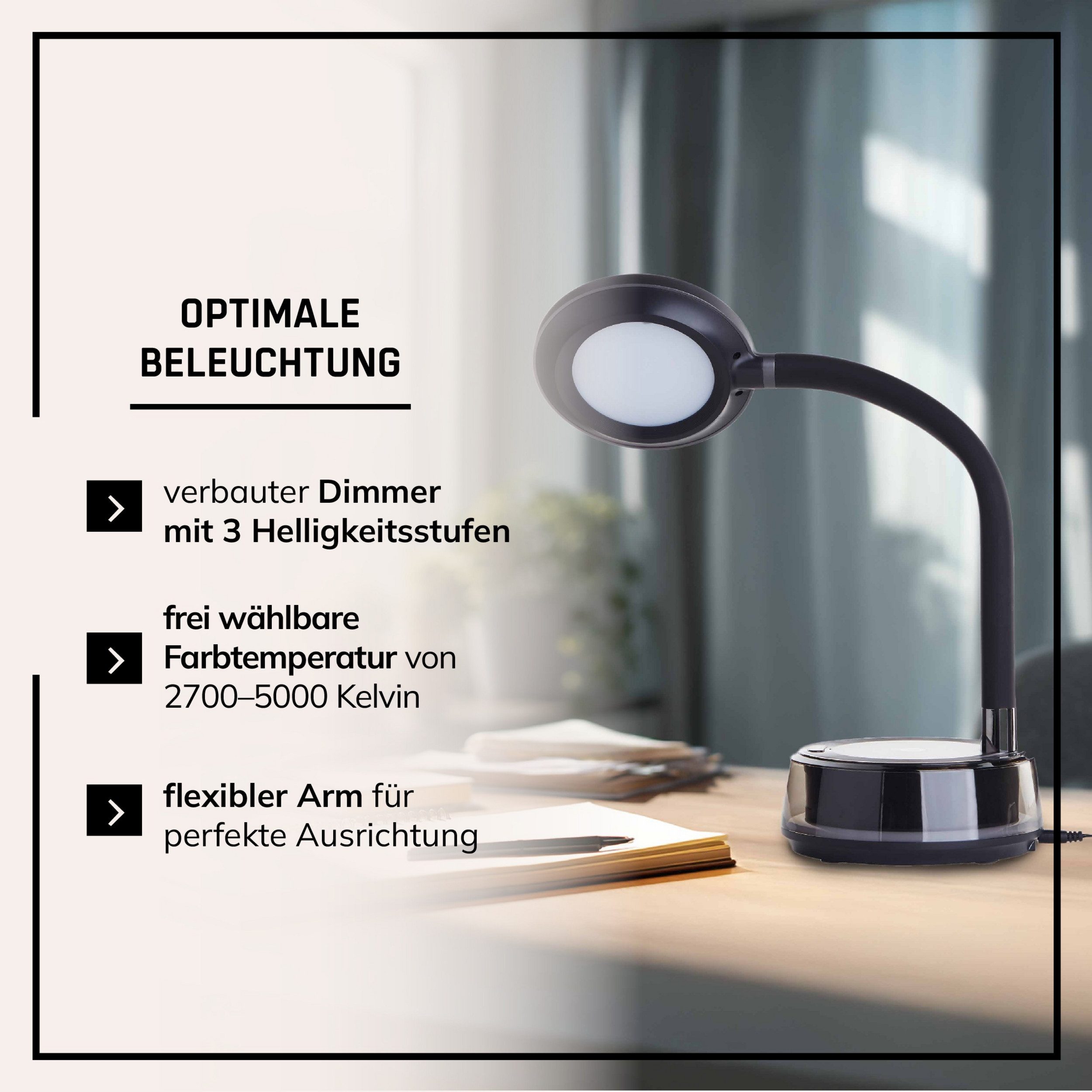 Lightbox Tischleuchte, LED fest integriert, LED Schreibtischleuchte 790 lm, 2700-5000K, RGB-Sockel, dimmbar, 53 cm