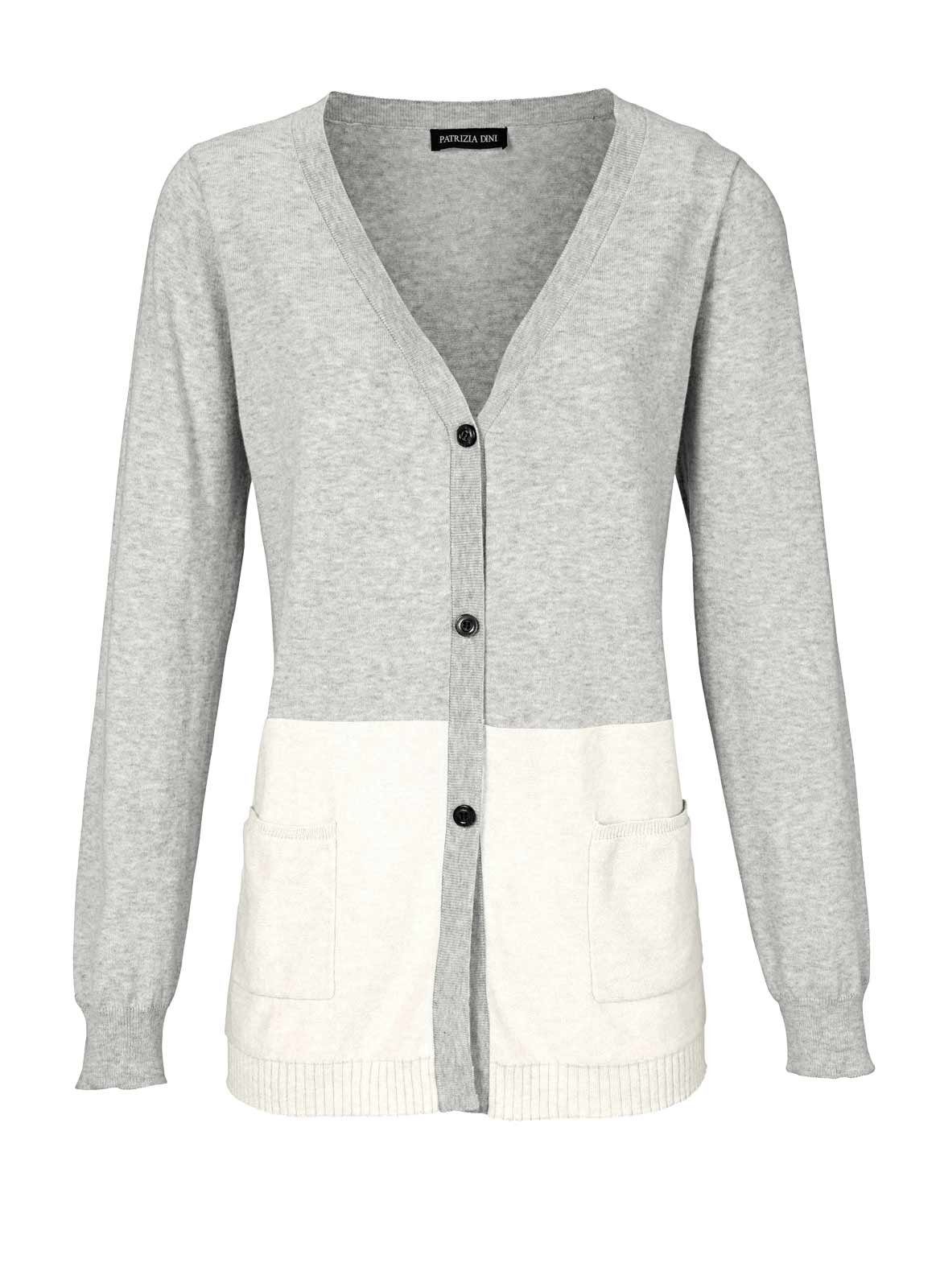 PATRIZIA DINI by heine Cardigan Patrizia Dini Damen Designer-Kaschmir-Cardigan, grau-offwhite