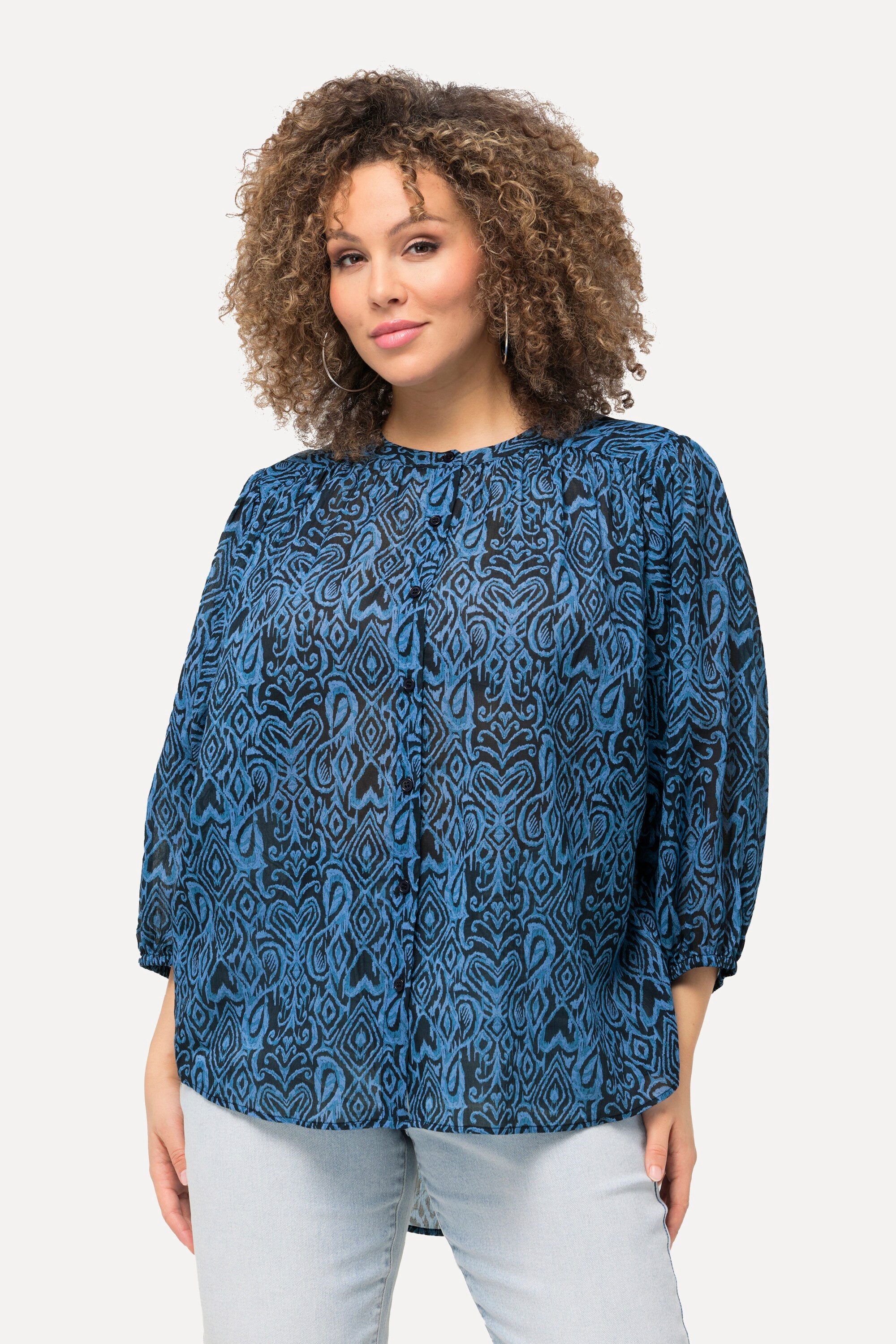 Ulla Popken Hemdbluse Bluse grafischer Druck günstig online kaufen