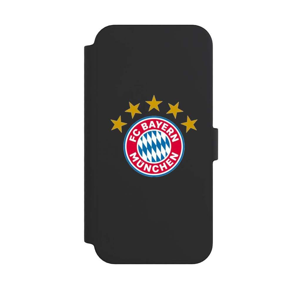 NIVOCASE Handyhülle FC Bayern München FCB Sterne FCB Logo mit Sterne - ohne Hintergrund, Apple iPhone 14 Pro Max Klapphülle Handyhülle aus Kunst Leder