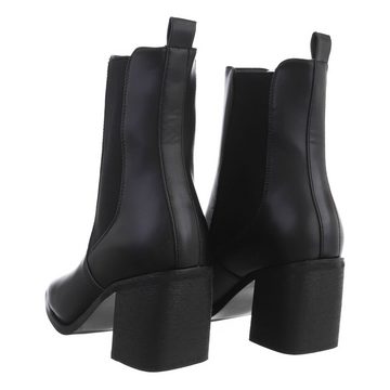 Ital-Design Damen Chelsea Western Stiefelette Blockabsatz Chelsea Boots in Schwarz
