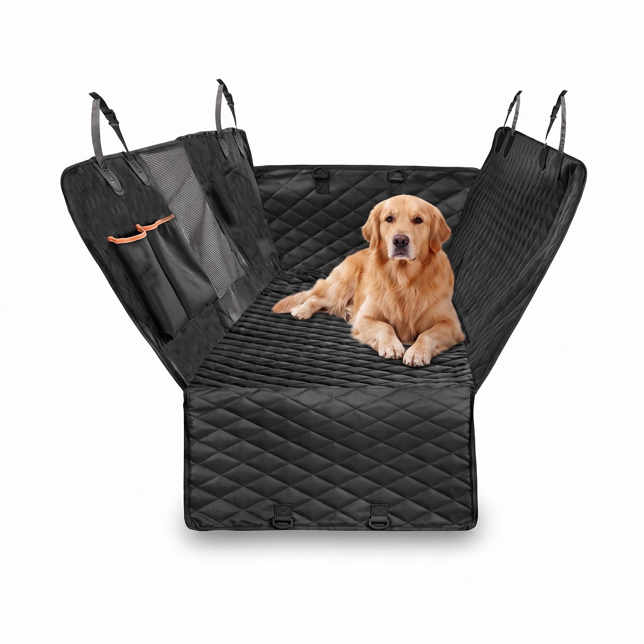 H-basics Tierdecke Autoschondecke Hund Rücksitz 140x209 Sichtfenster, Polyester, mit Sichtfenster und Seitenschutz