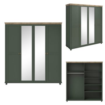 Lomadox Schlafzimmer-Set EPSOM-83, (Spar-Set, 5-St), grün mit Lefkas Eiche Nb.