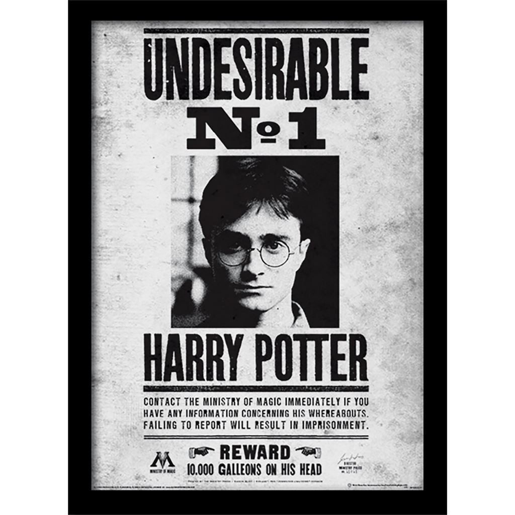 Harry Potter Bild mit Rahmen Undesirable No. 1 Wanted Poster, Gerahmtes Bild Kunstdruck Azkaban