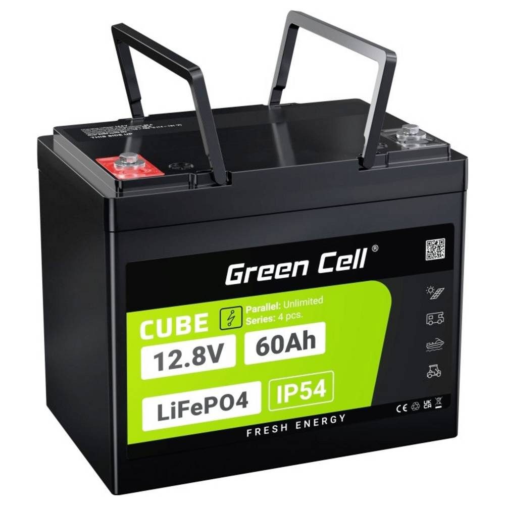 Green Cell Akku 60Ah 12.8V 768Wh Lithium-Eisen-Phosphat Batterie GC-LFPGC12V60AH Akku, Schraubkontakt