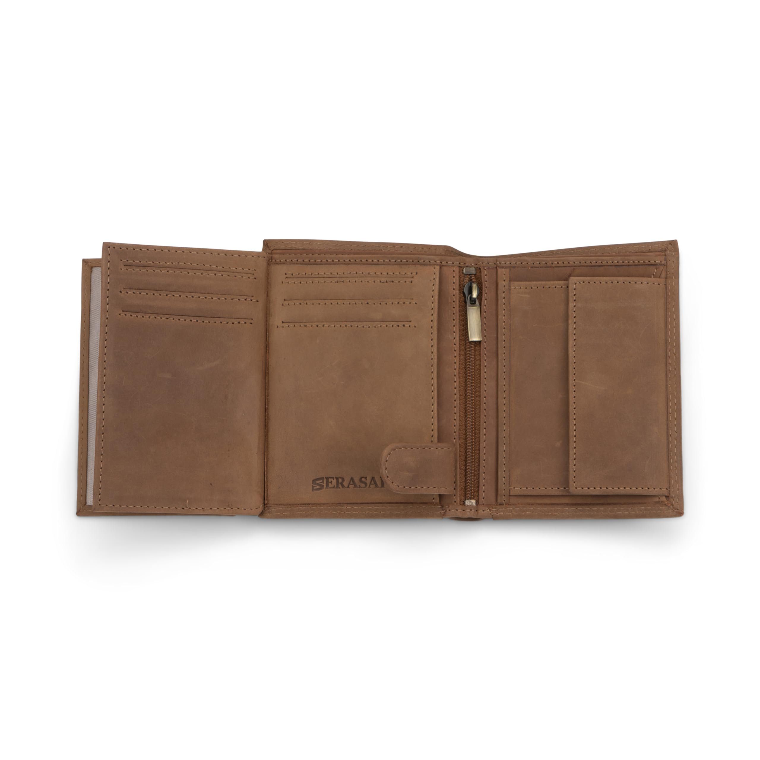 SERASAR Geldbörse Premium-Ledergeldbörse Leather of (Classic, casual, elegant, 1-tlg), Made Braun Genuine [Manager