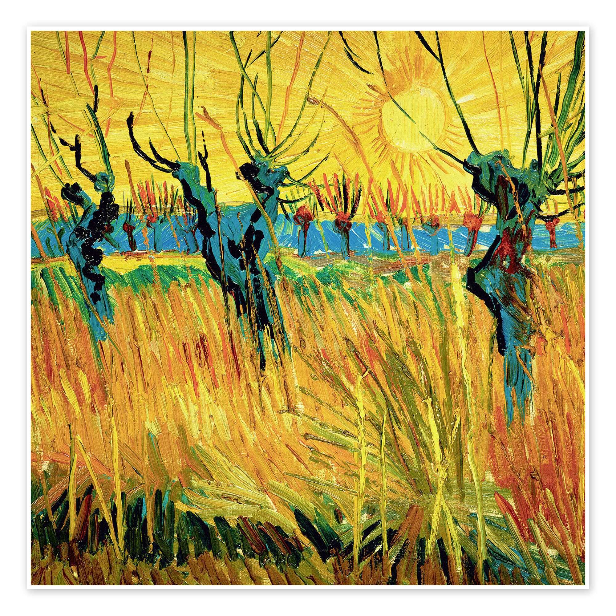 Posterlounge Wandbild Weiden bei Sonnenuntergang, Vincent van Gogh, erhältlich als Poster, Leinwandbild, Wandsticker oder Acrylglasbild