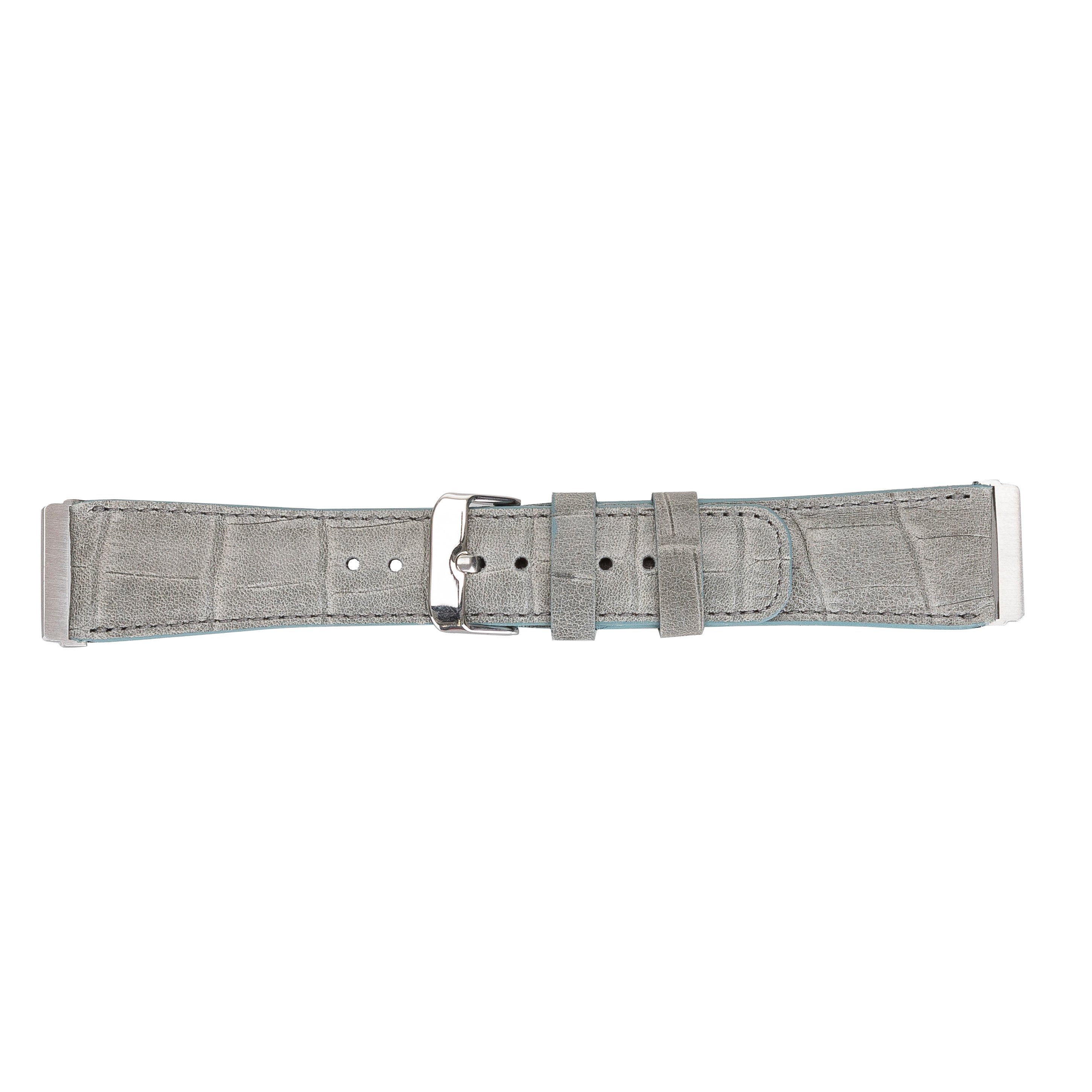 Versa & Renna 3 Ersatzarmband 4 / Leder Grau Leather Armband 2 / Smartwatch-Armband Fitbit Croco Echtes Sense