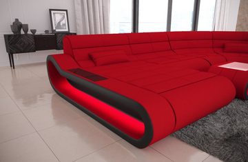 Sofa Dreams Wohnlandschaft Stoffsofa Couch Polstersofa Concept U Form Stoff Sofa, mit LED, Designersofa mit ergonomischer Rückenlehne