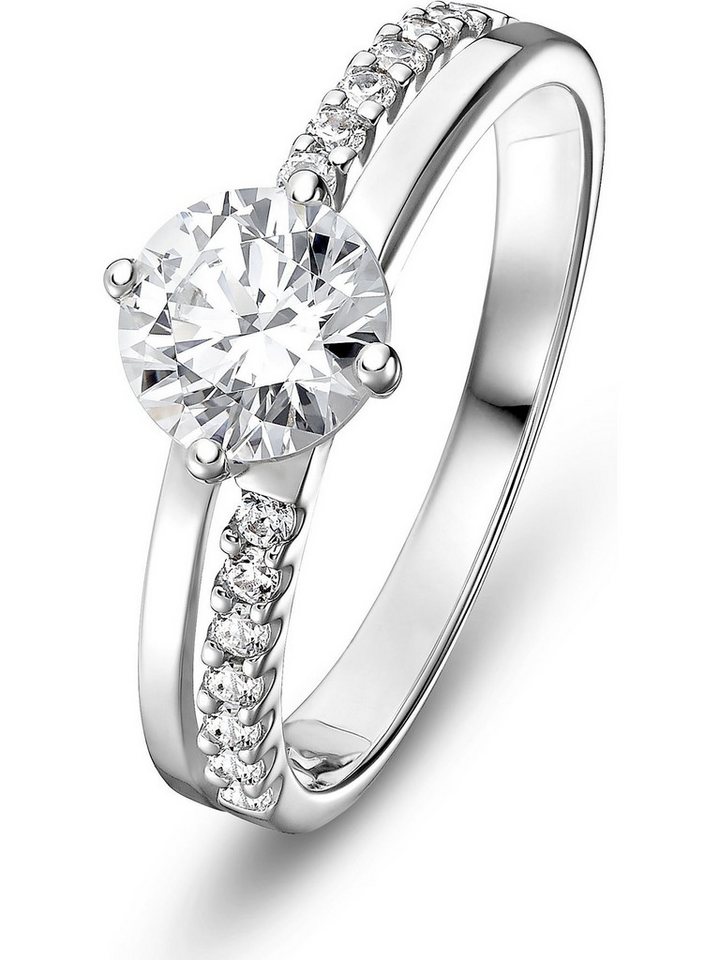 CHRIST Fingerring CHRIST Damen-Damenring 375er Weißgold 14 Zirkonia, Zirkonia
