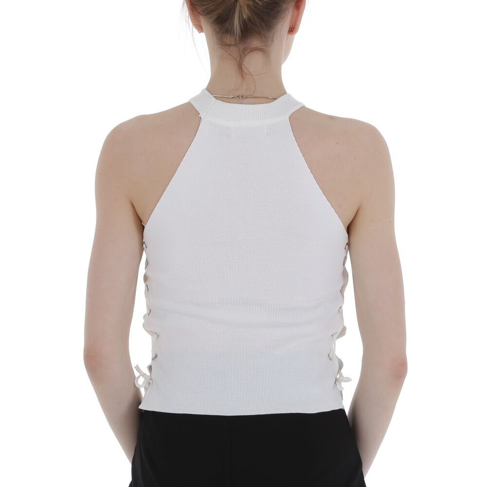 Ital-Design Tanktop Damen Freizeit (80171101) Cold Shoulder Stretch Top in Weiß