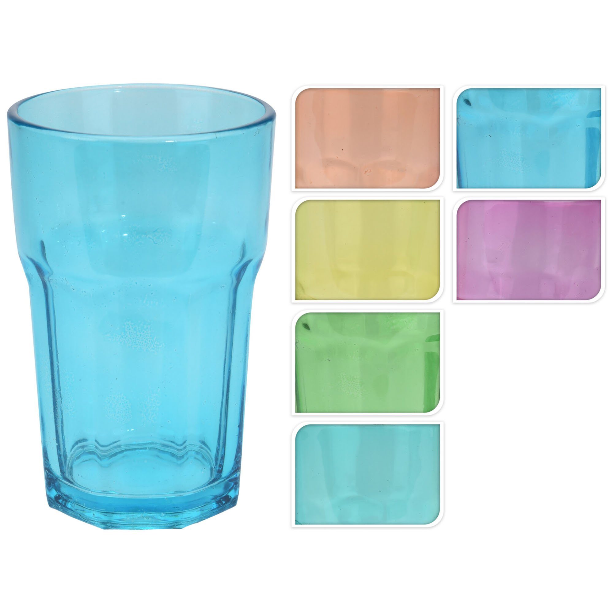 Annastore Glas 12 x Trinkgläser aus buntem Glas - Bunte Wassergläser Limogläser, Saftgläser farbig