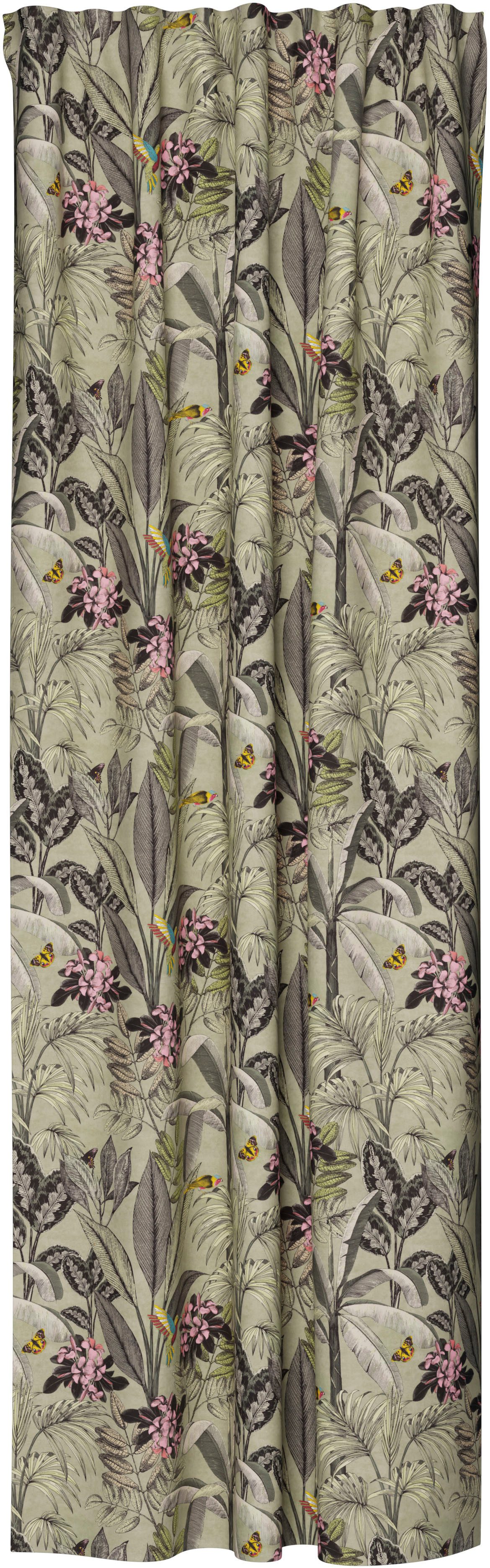 HOMING Vorhang Kelani (1 St), verdeckte Schlaufen, blickdicht, Jacquard, blickdicht, floral, Blumen, Wohnzimmer, Schlafzimmer
