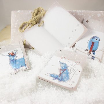 Bow & Hummingbird Geschenkband Geschenkanhänger Fuchs im Schnee