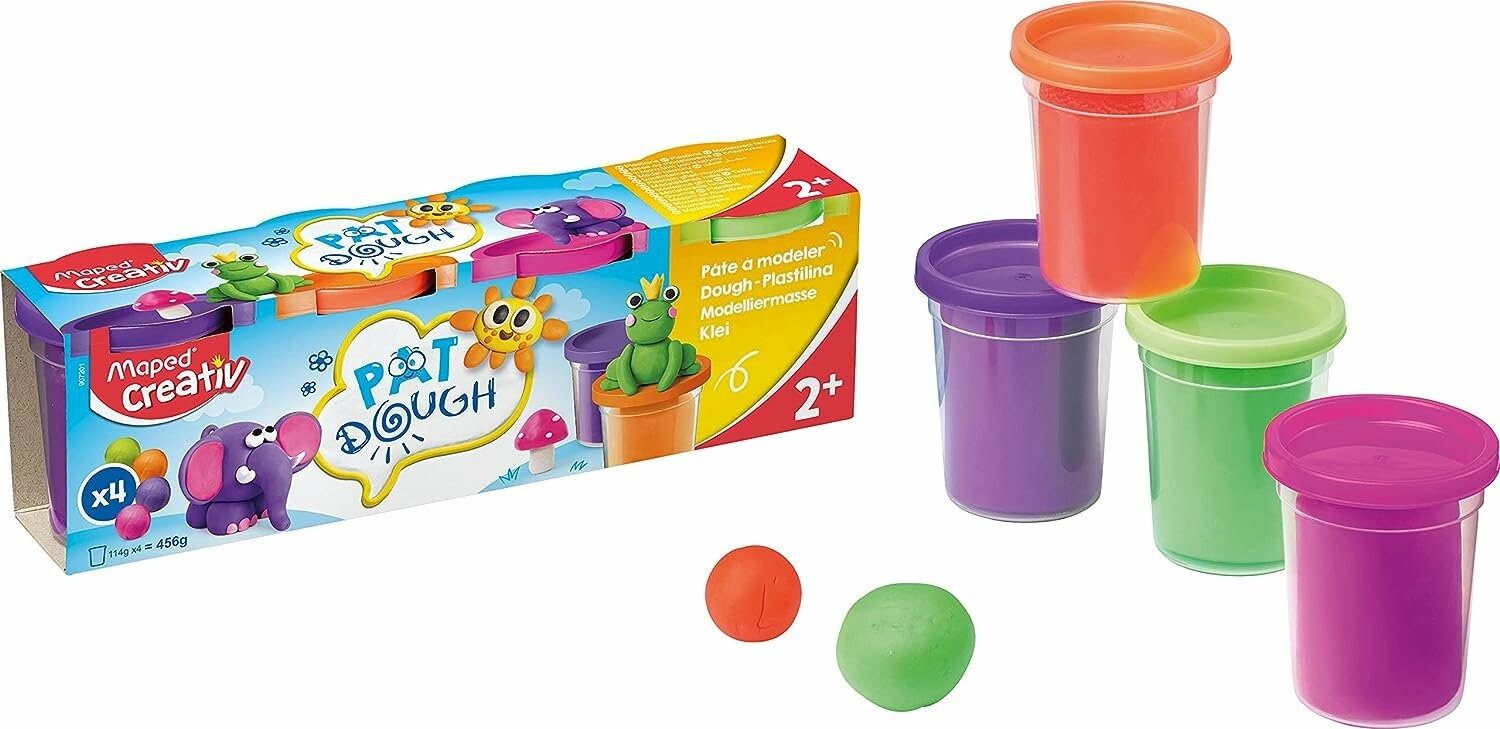 MAPED Knete Spiel-Knete Knetset 4er-Set Ergänzungsfarben a 114g Patdough