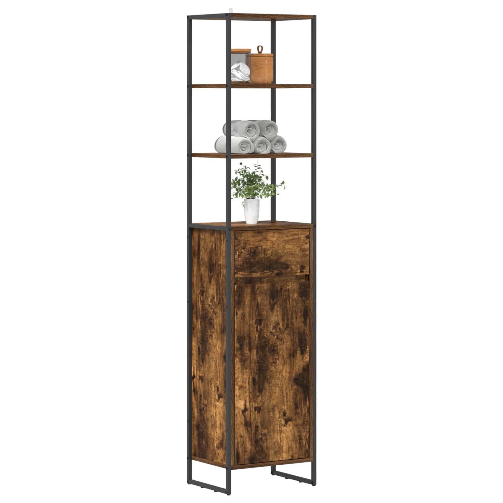vidaXL Badezimmerspiegelschrank Badezimmerschrank Raucharbe 40 x 30 x 180 cm Holzwerkstoff (1-St)
