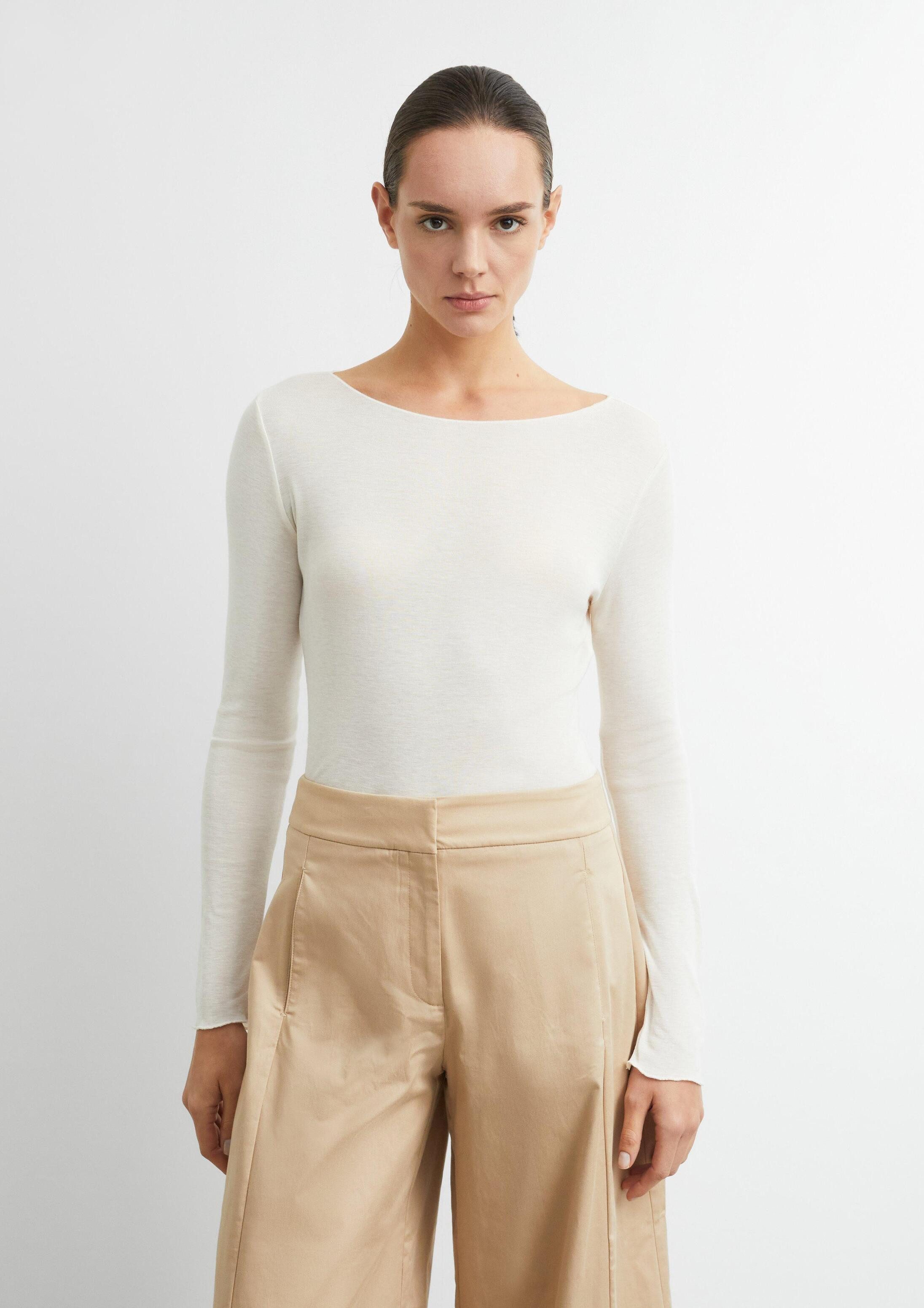 comma Langarmshirt T-Shirt Weiches Longsleeve aus Lyocellmix