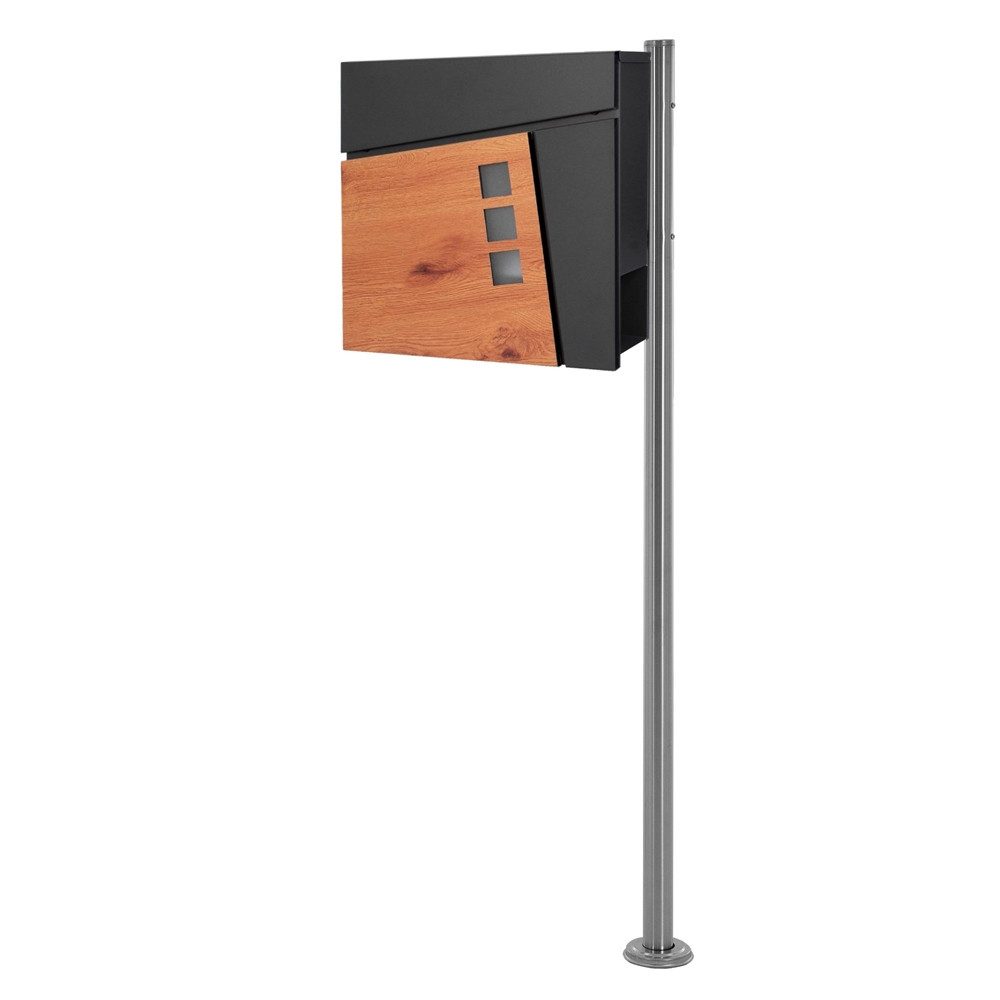 ML-DESIGN Standbriefkasten Wandbriefkasten Briefkasten Postkasten mit Zeitungsfach inkl. Standfuß, Briefkastenanlage mit Standfuß Silber 120 cm Mailbox mit Pfosten