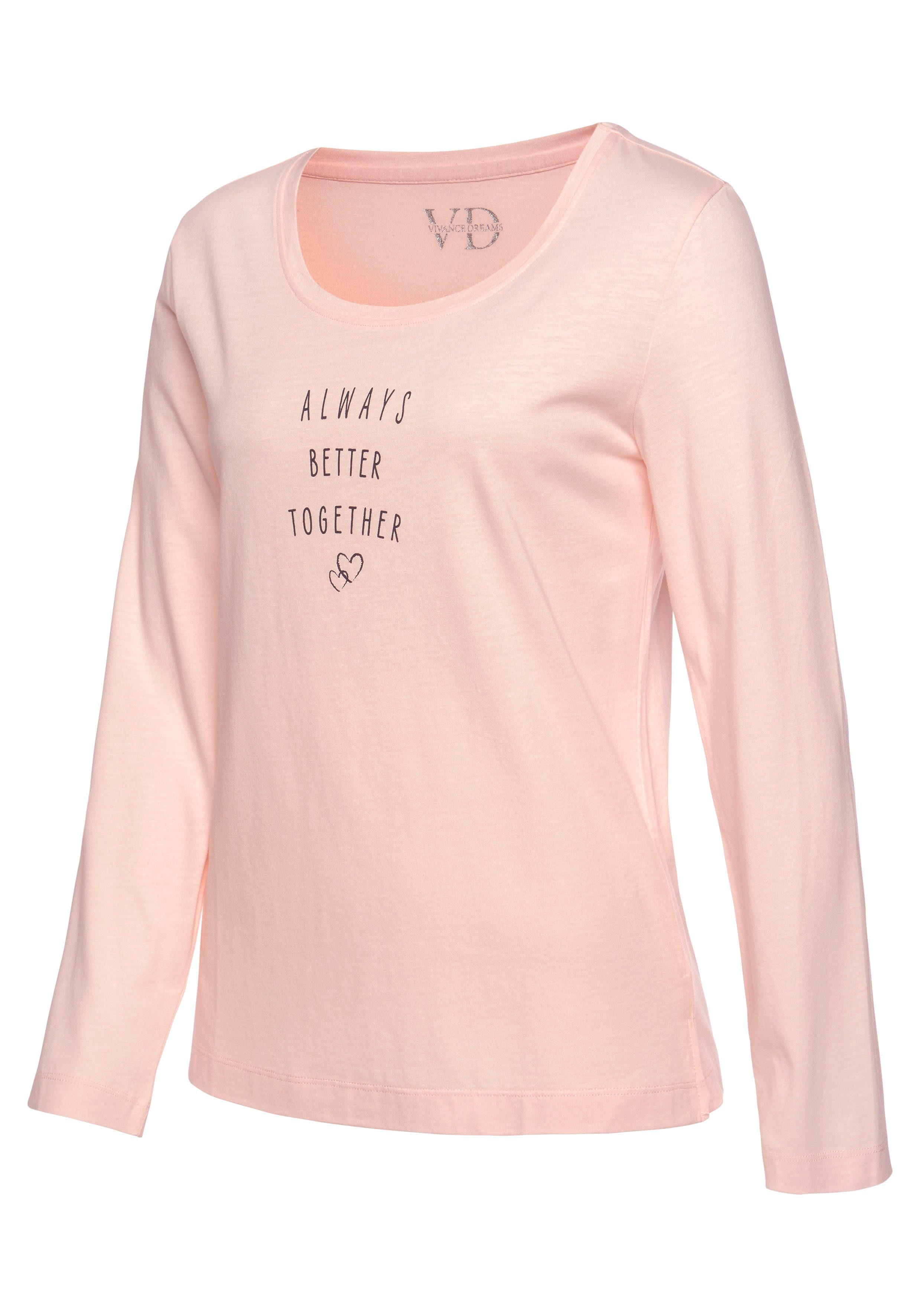 Vivance rose Dreams Statementdruck mit Pyjamaoberteil