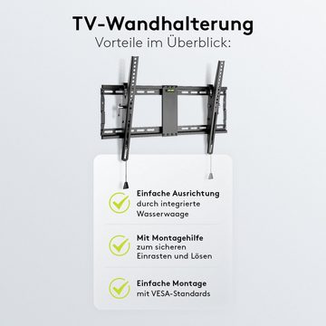Goobay TV-Wandhalterung Pro TILT TV-Wandhalterung, (bis 70,00 Zoll, inkl. Zubehör, Montage Automatic Click-in & Easy Release / 12° neigbar / Schwarz)