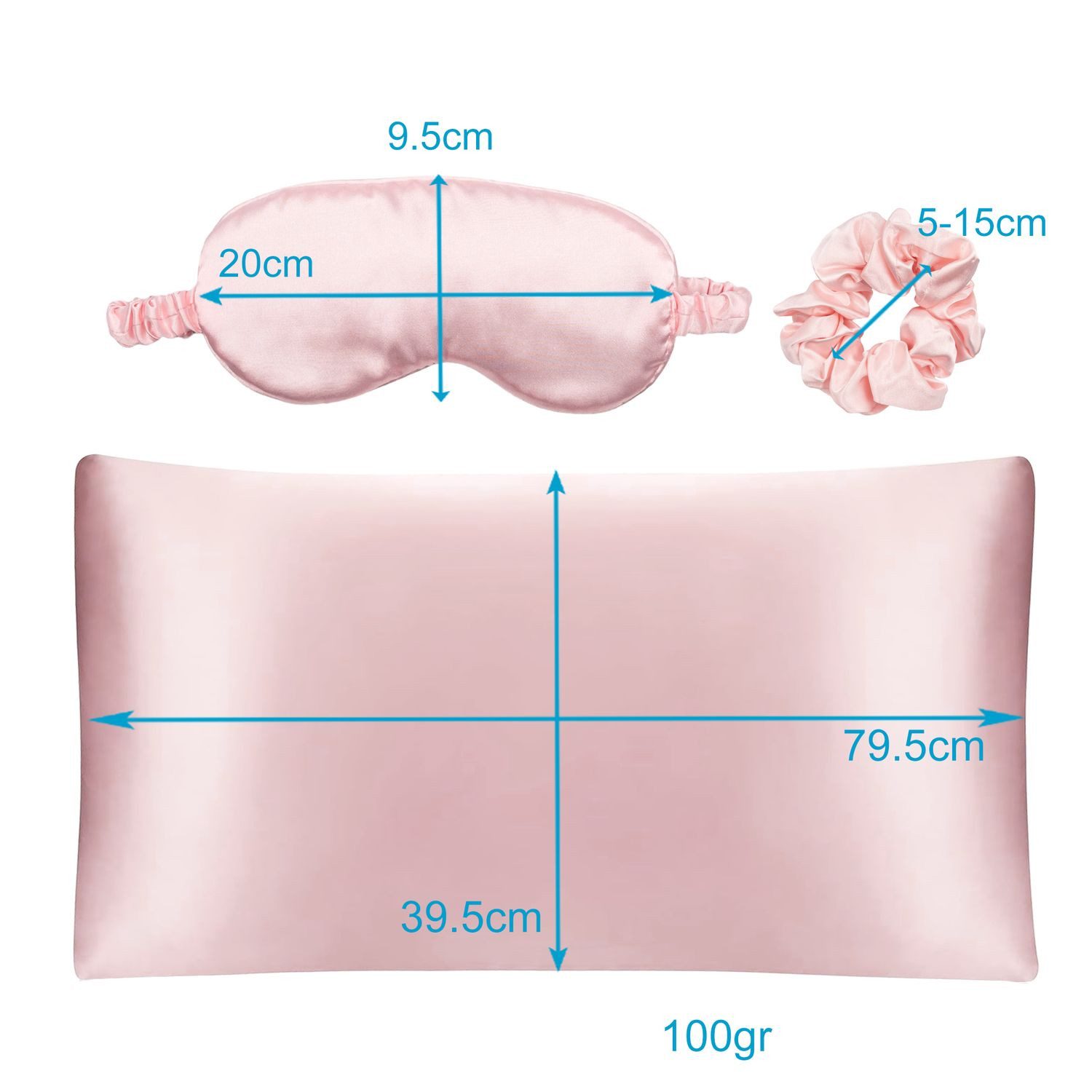 Intirilife Schlafmaske, Set, 3-tlg., 1x Schlafmaske, 1x Kissenüberzug, 1x Haarband, Seiden Schlafset inkl. Schlafmaske, Kissenüberzug, Haarband (3-tlg)
