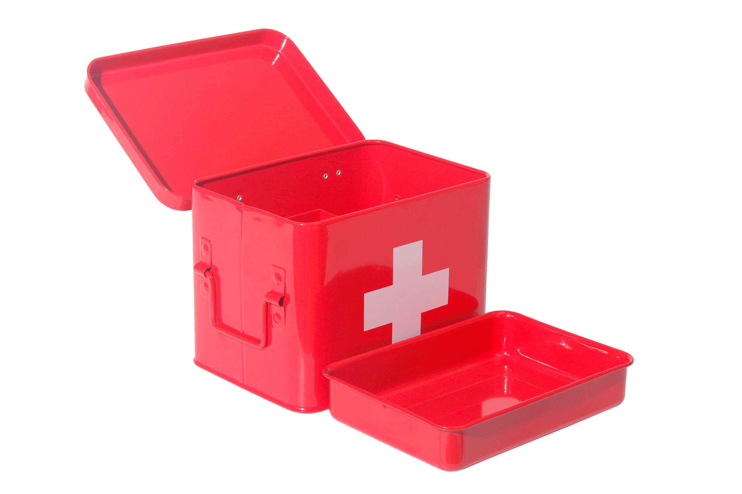 Vorratsdose Medizinschränke Metall,Erste Kasten Arzneischrank (YX1002), Hilfe Medikamentenbox,Medizin Zedelmaier Box Retro, rot-21.5*16*16cm Medizinkoffer Schrank,