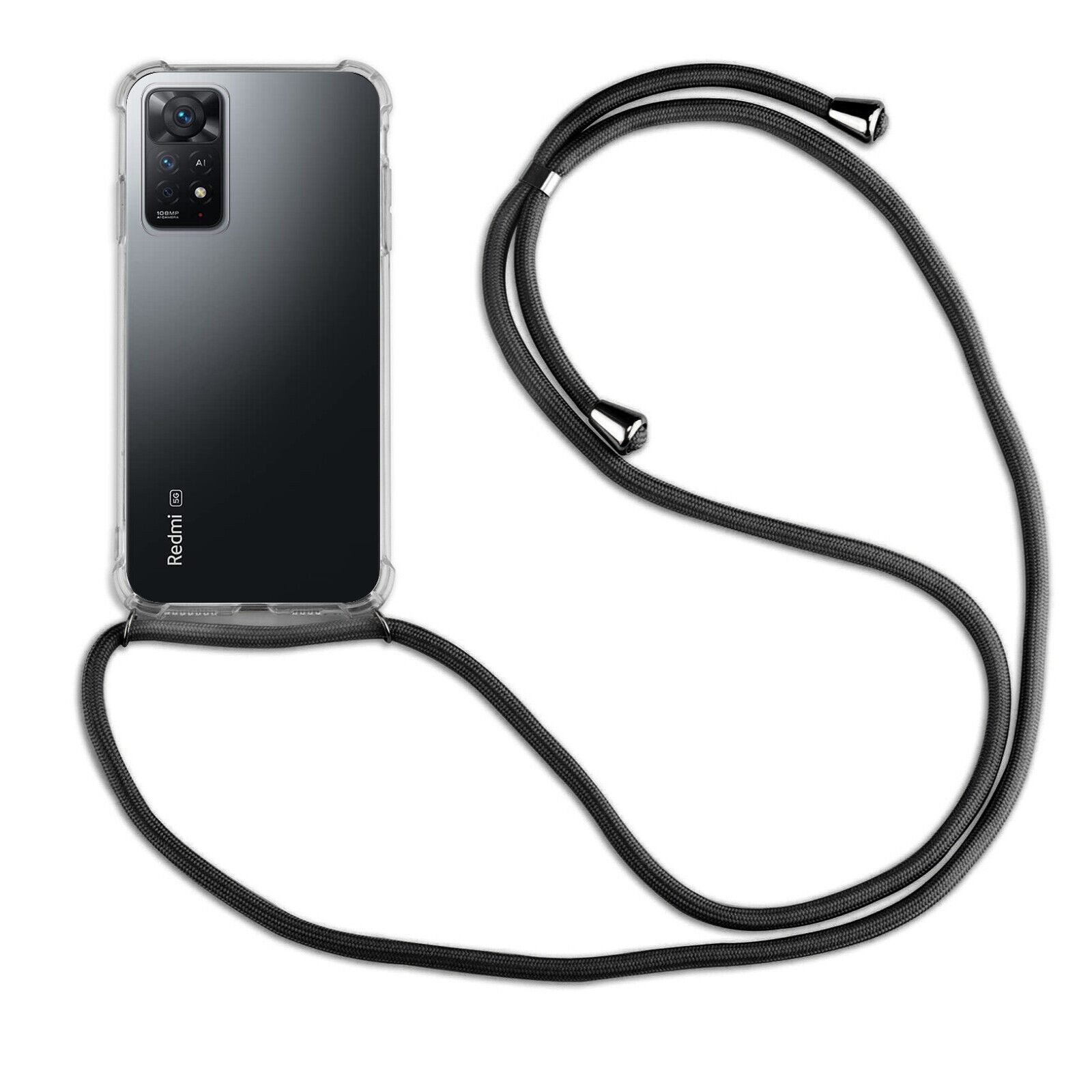 betterfon Handykette für Xiaomi Redmi Note 12 Pro 4G / Redmi Note 11 Pro mit Band Schwarz, Hände frei – mit Silikonhülle & Schnur für flexiblen Alltag