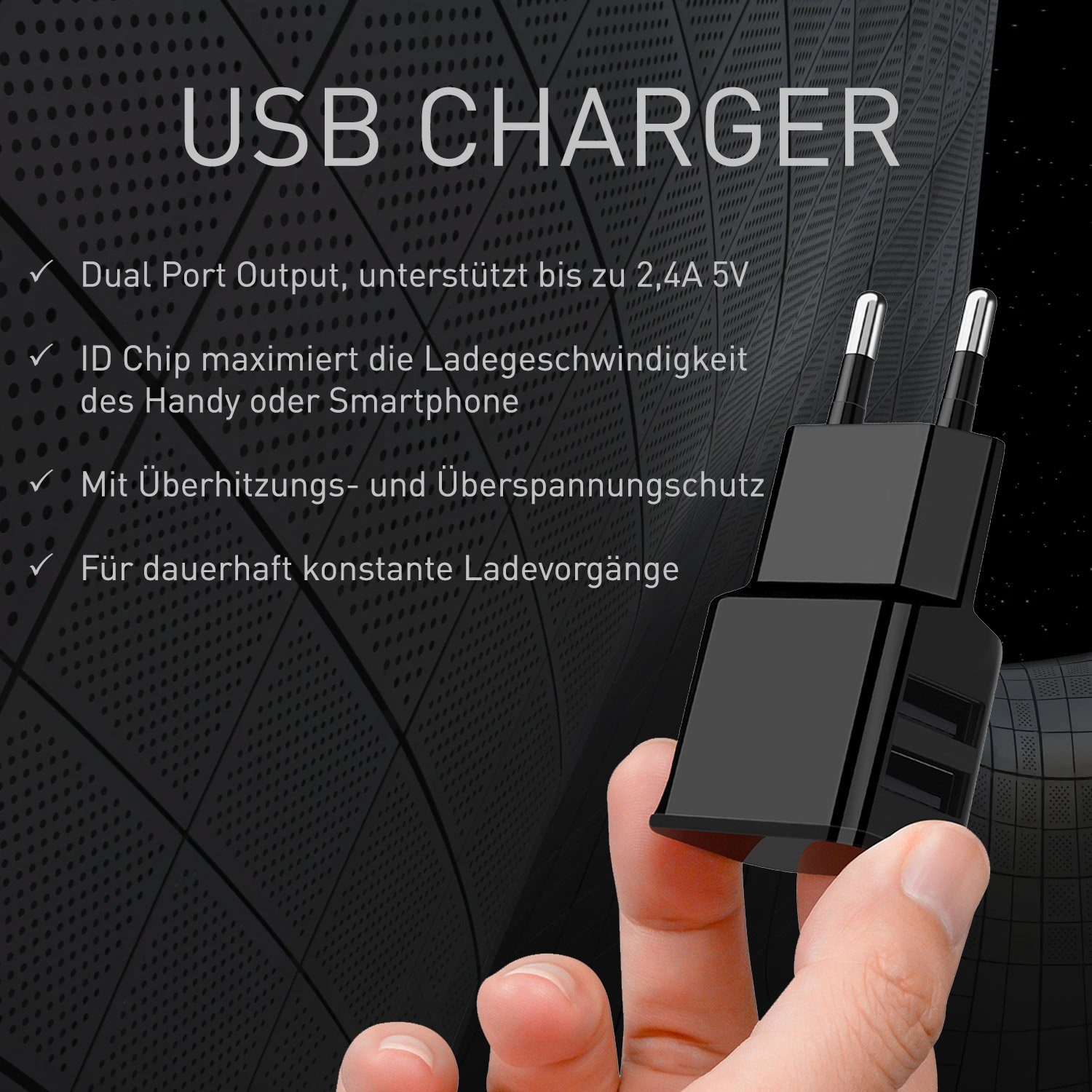 Wicked Chili Dual USB Ladegerät 12W/2400mA Pro Series Netzteil Steckernetzteil