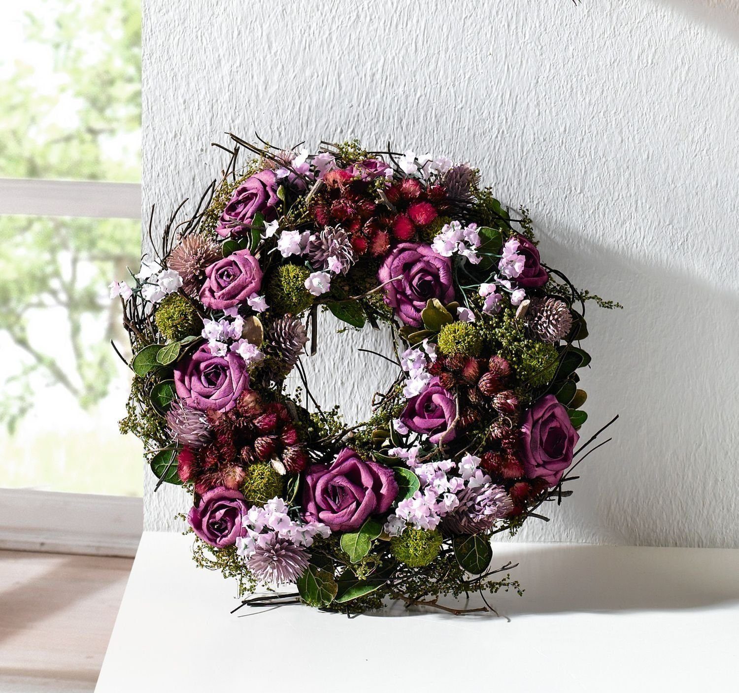 Home-trends24.de Dekokranz Rose Blüten Kranz Türkranz Tischkranz Blumen Dek günstig online kaufen