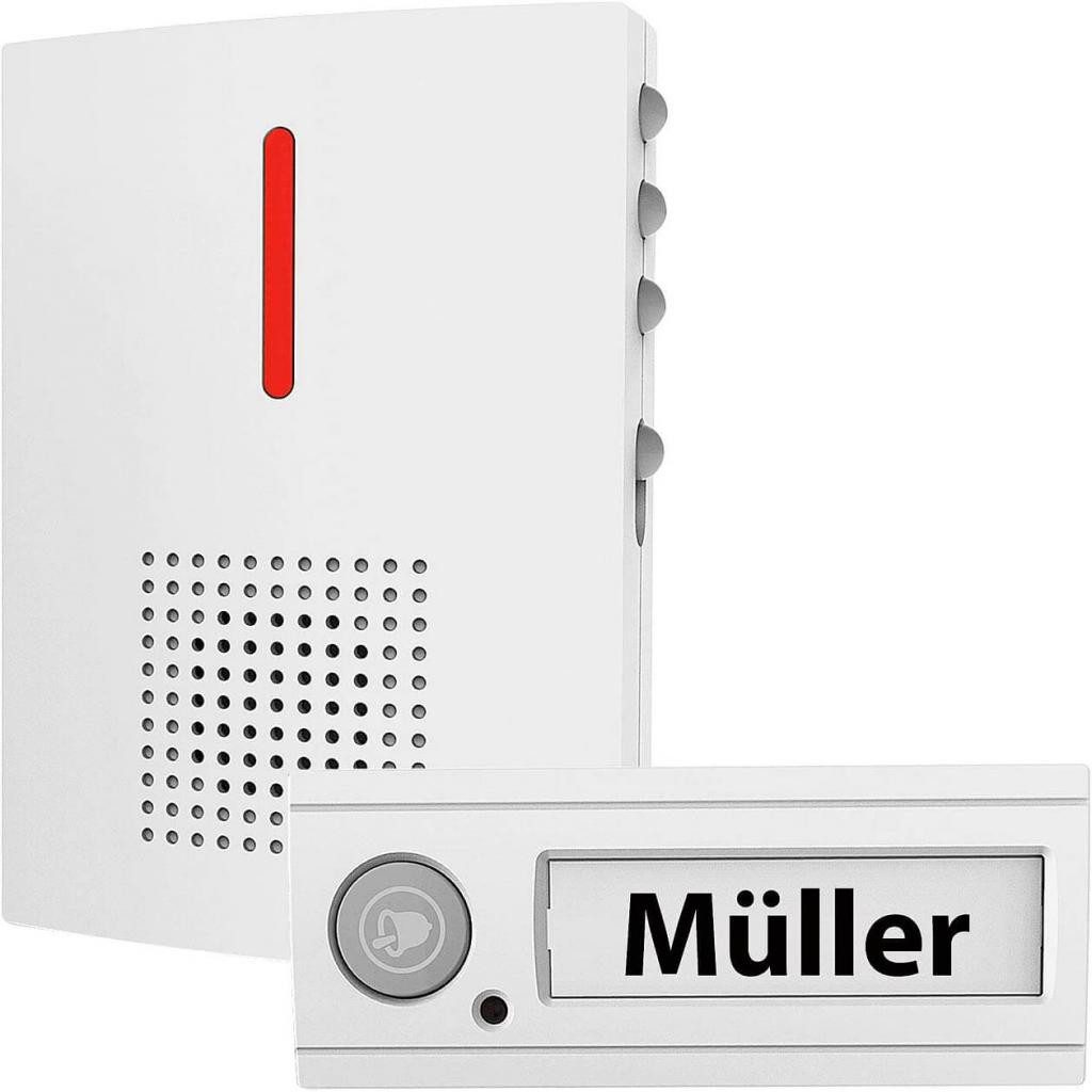 CASAcontrol Funk-Türgong FTK-120 Funkgong Funk-Türklingel mit Licht- & Ton-Signal, 434, weiß 3 Signal-Modi: nur Ton oder Licht sowie Licht und Ton gleichzeitig