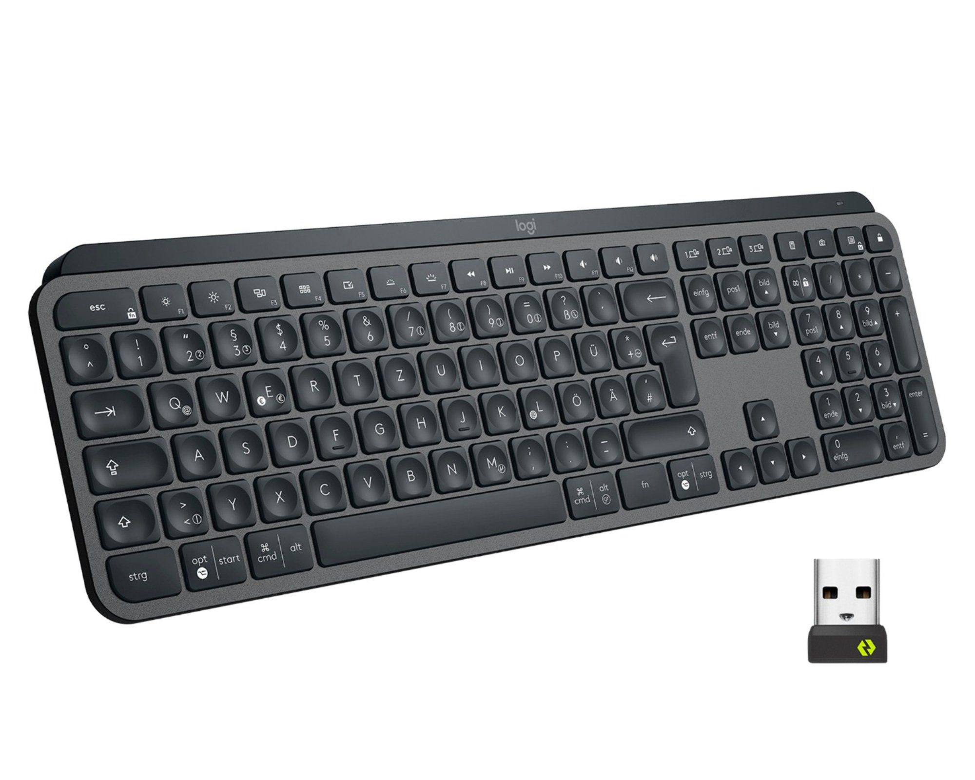 Logitech MX Keys for Business PC-Tastatur (NumPad, wiederaufladbar, beleuchtet, wireless, QWERTZ)