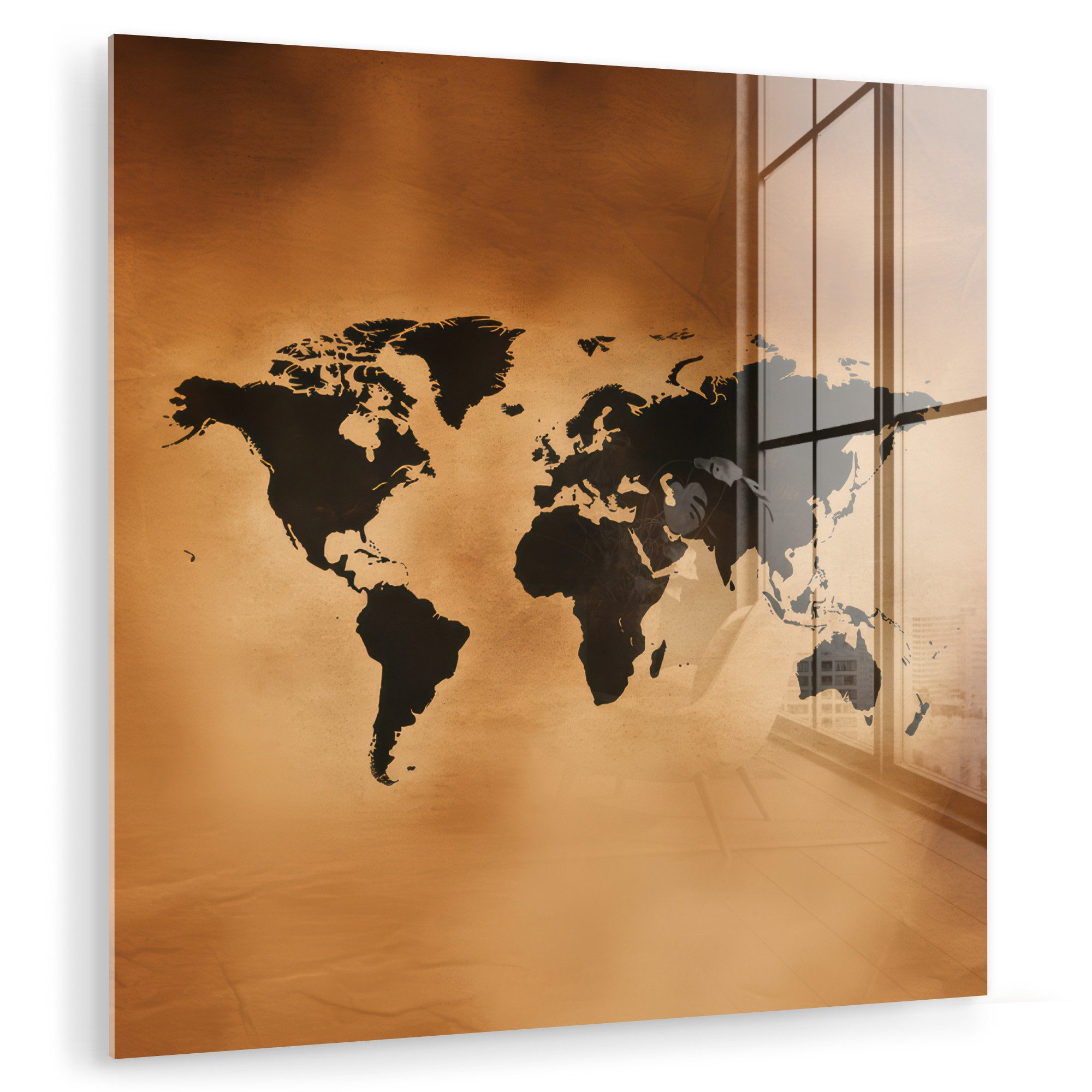 MuchoWow Acrylglasbild Weltkarte - Braun - günstig online kaufen
