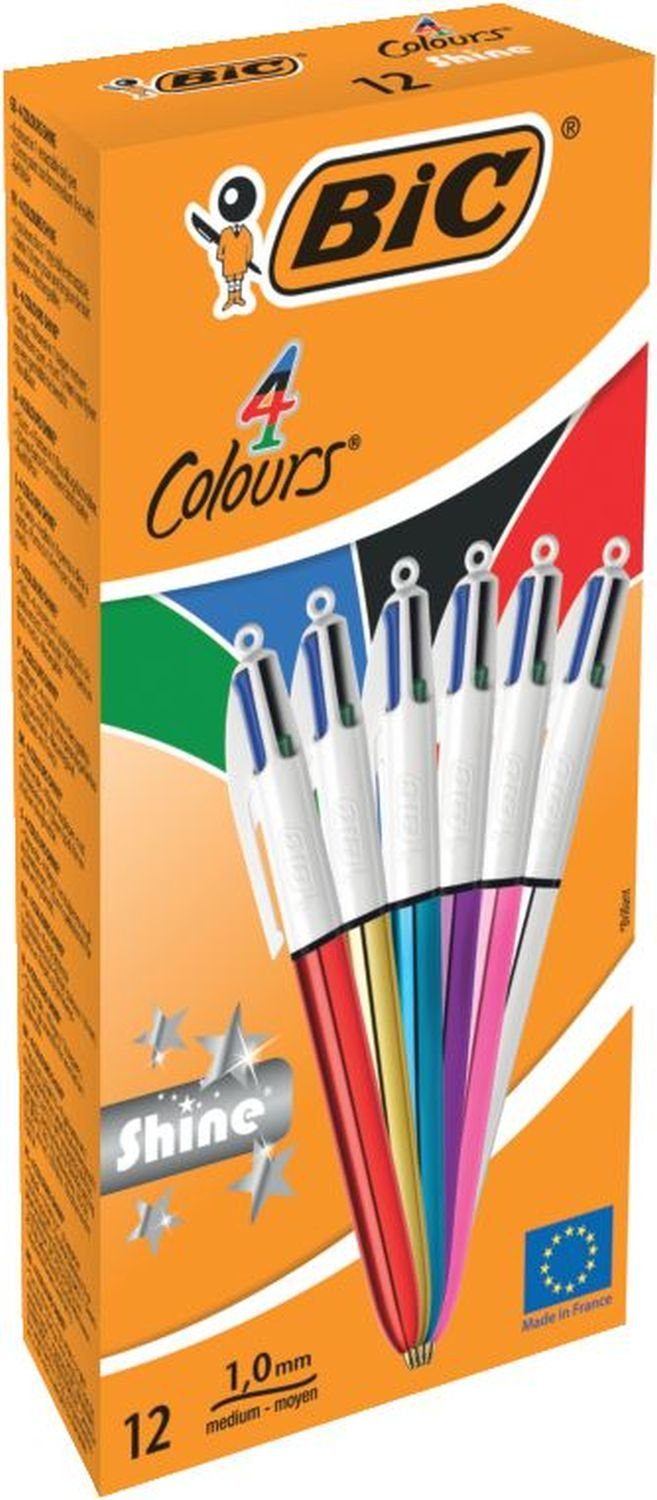 BIC BIC Druckkugelschreiber 4Colours Shine, farbig sortiert Tintenpatrone | Kugelschreiber
