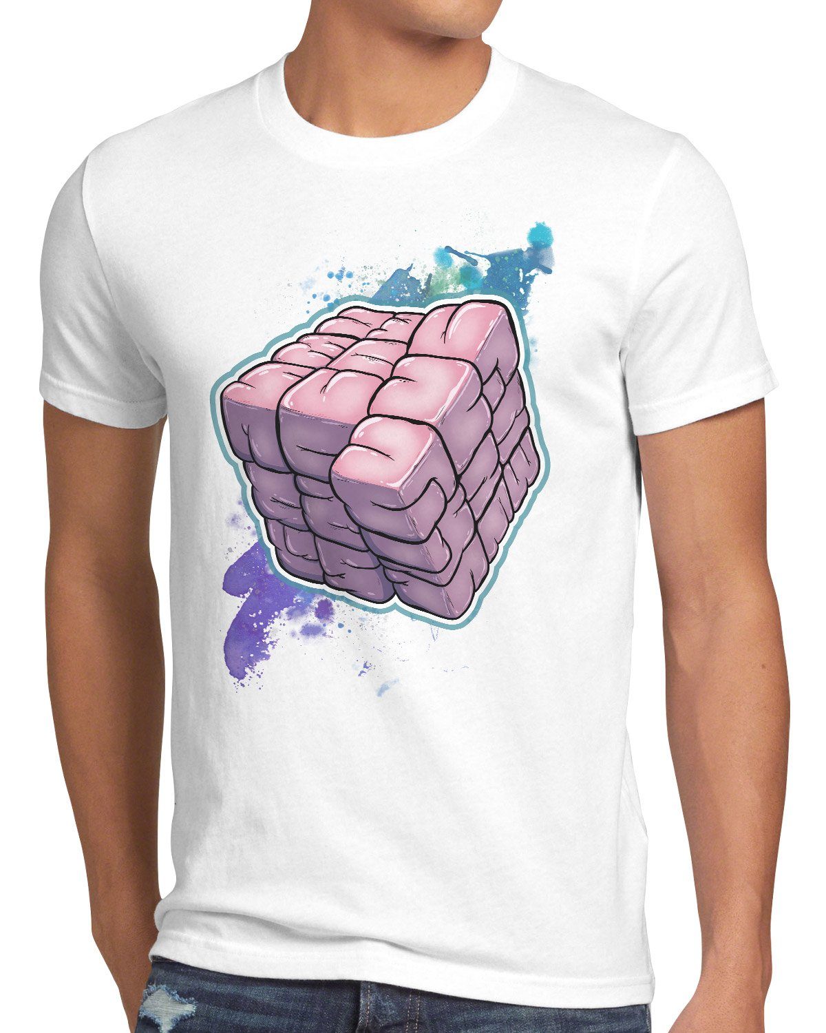 style3 Print-Shirt Herren T-Shirt Brain Cube speed zauberwürfel