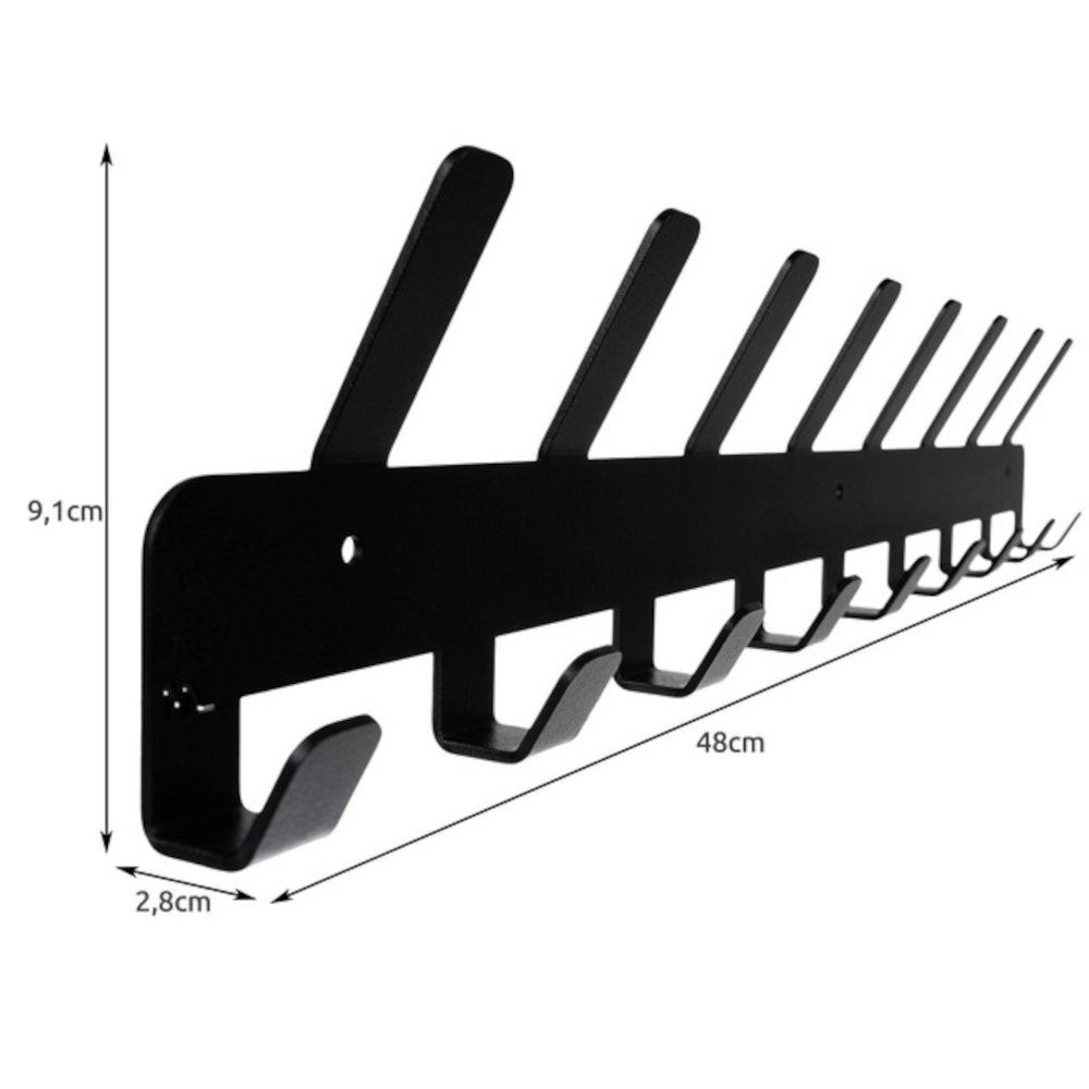 ISO TRADE Garderobenleiste Hakenleiste Kleiderhaken Wandhalter (Spar-Set, 1 St., 48cm mit 17 Haken), Kleiderbügel einfach an der Wand befestigen