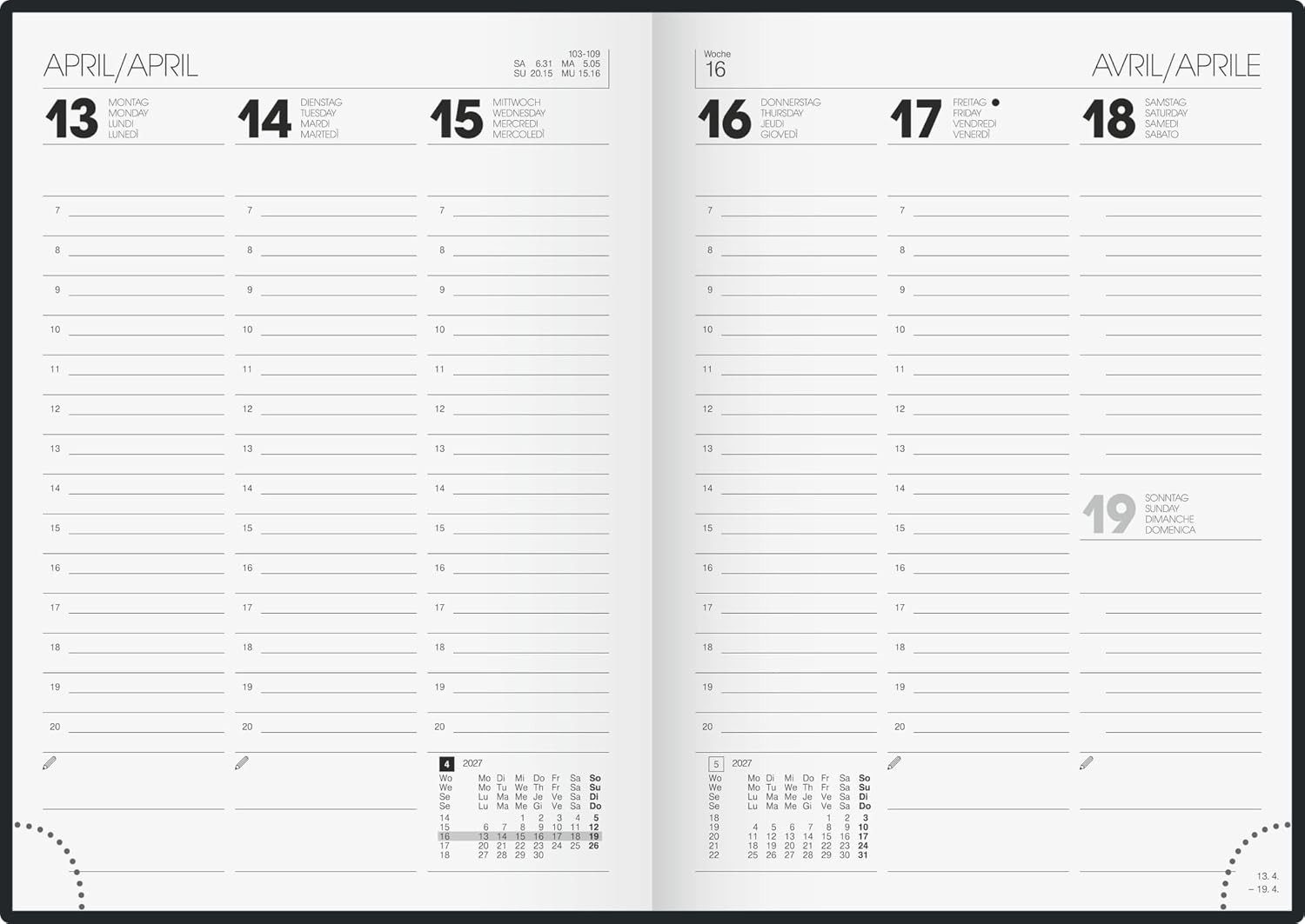 BRUNNEN Buchkalender BRUNNEN Buchkalender Mod. 796 2027, A5, schwarz