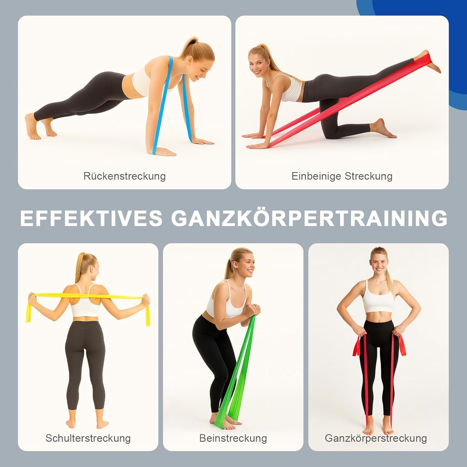 SURFOU Trainingsbänder Widerstandsbänder Set – 4 Stärken, für Krafttraining, Yoga und Dehnung