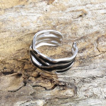 KARMA Fingerring Edelstahlring Silber Schwarz Damen Ring Fingerring Damenring (mehrfarbig), unregelmäßiger Damenring Damenschmuckstück