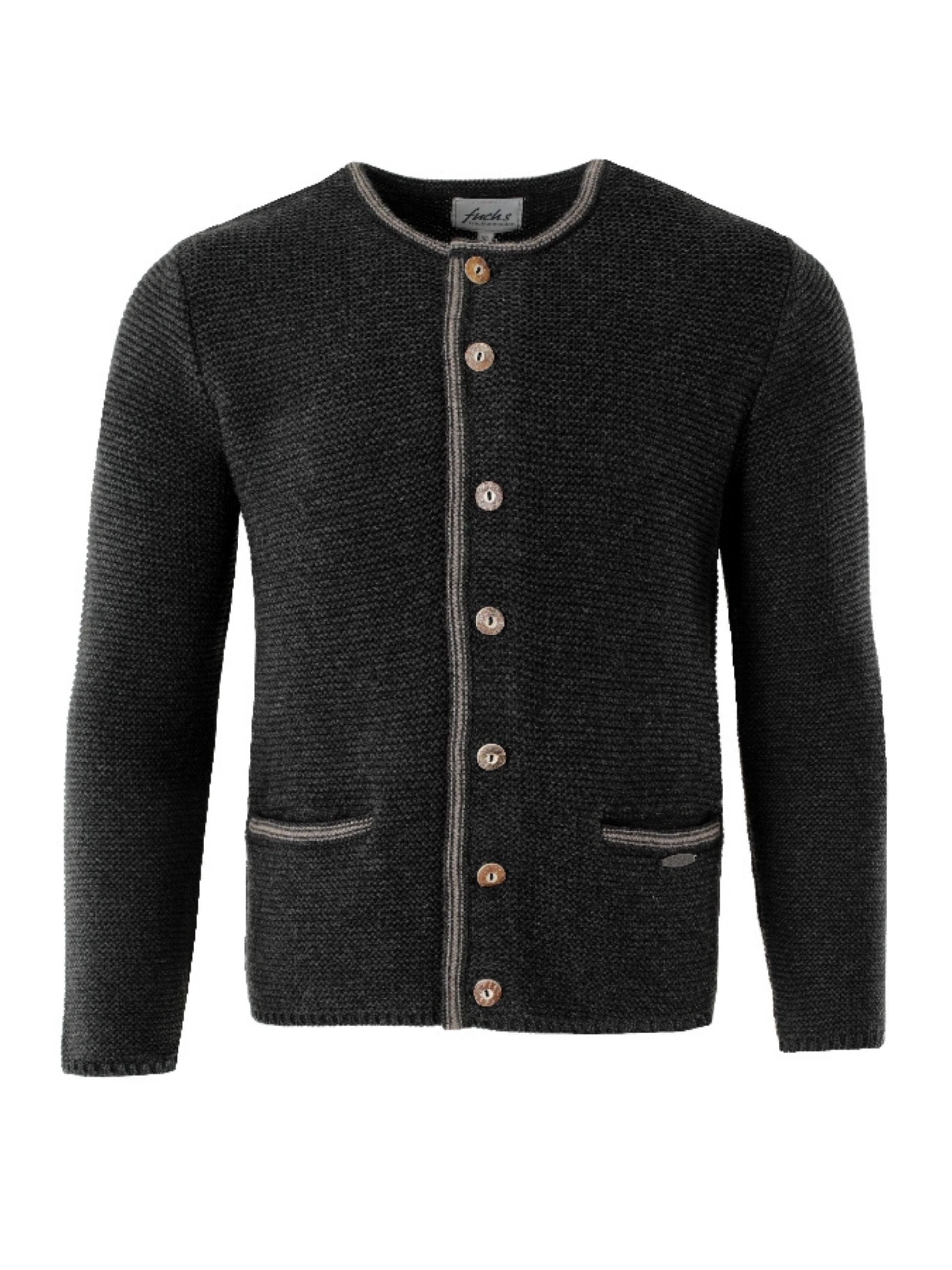 FUCHS Trachtenjacke Trachten Strickjacke Fuchs Anthrazit (1-St)