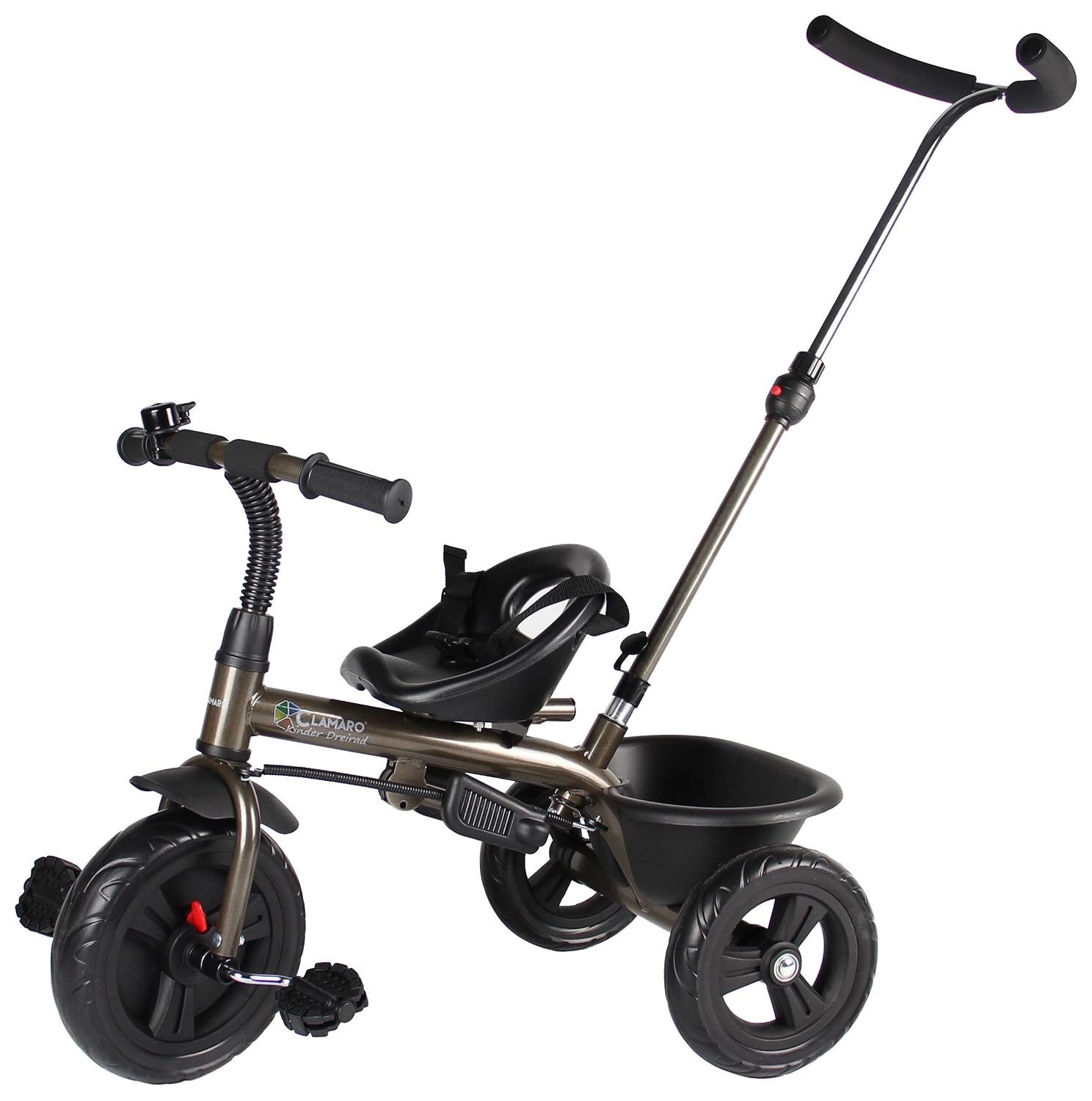 Clamaro Dreirad Kinder Dreirad 2in1 ab 1 Jahr Schwarz Matt Clamaro 'Buttler Basic'