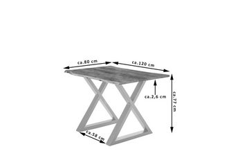 SAM® Baumkantentisch Ando, massives Akazienholz, natürliche Baumkante, Metallgestell X-Form