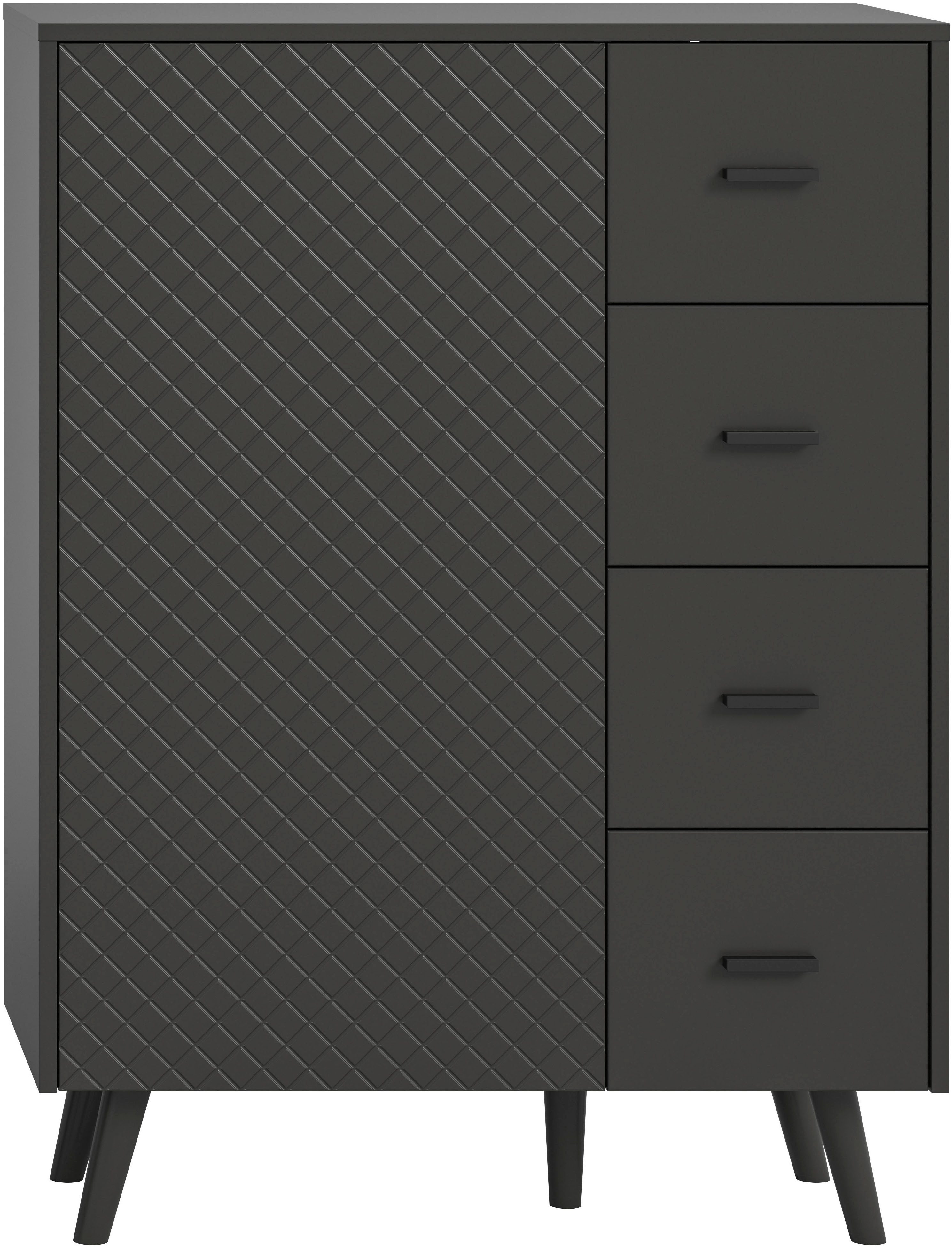 Home affaire Kommode RHOMBUS,hochwertige MDF-Front mit Karo-Optik (1 St), Kommode, Anrichte, Wohnzimmer, Esszimmer