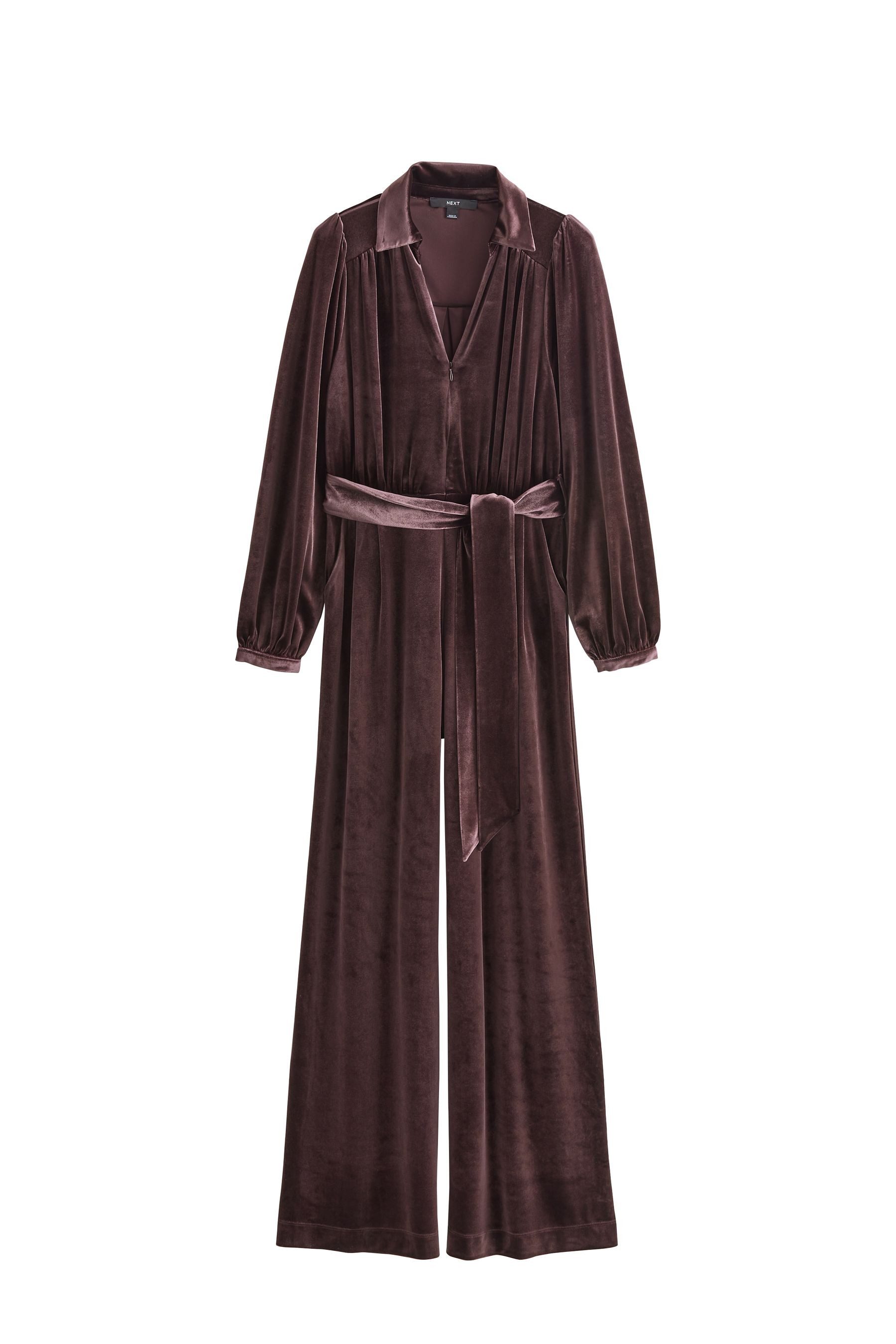 Next Jumpsuit Samt-Jumpsuit mit Bindegürtel und weitem Bein (1-tlg) günstig online kaufen