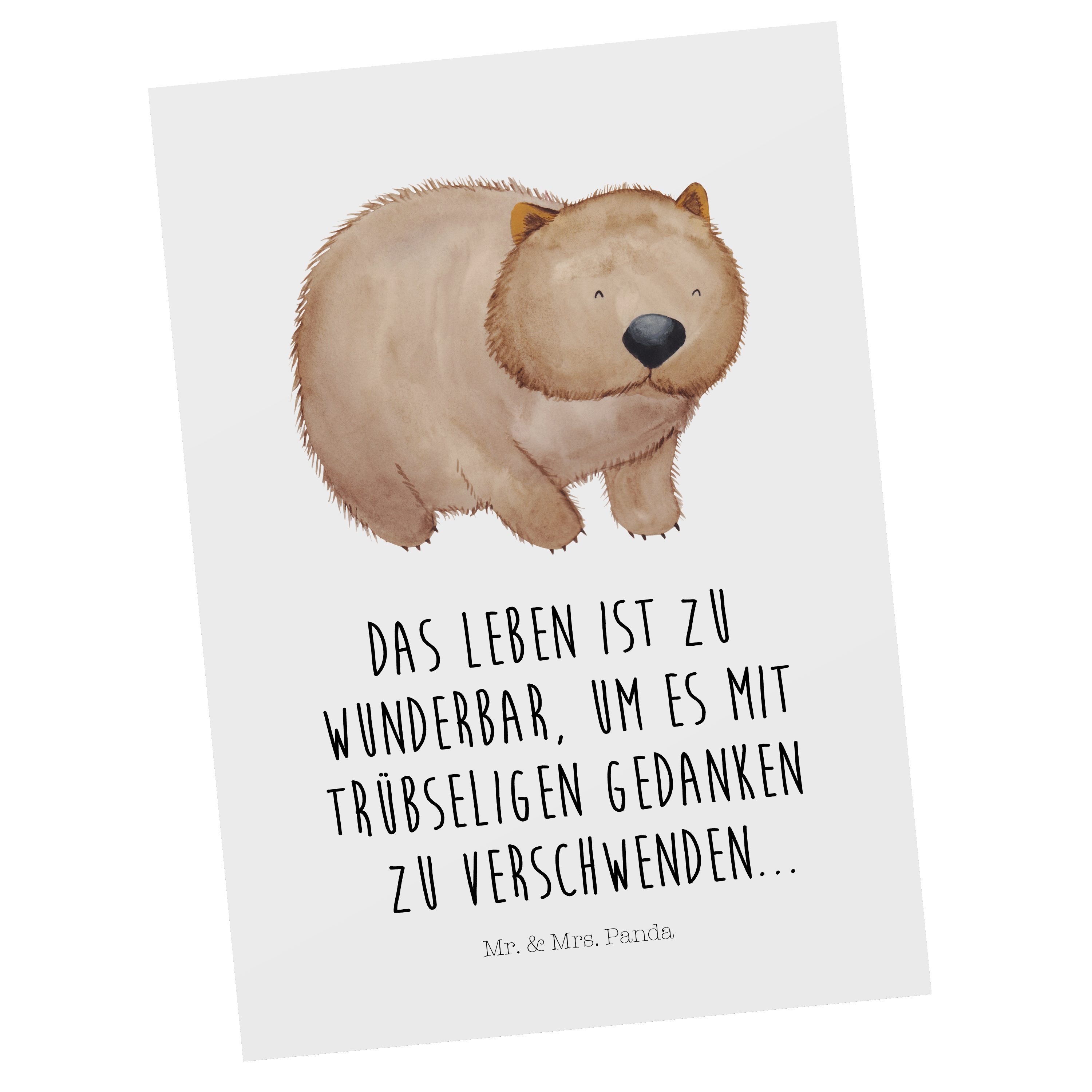 Mr. & Mrs. Panda Postkarte Wombat - Weiß - Geschenk, Dankeskarte, Geschenkkarte, Karte, lustige