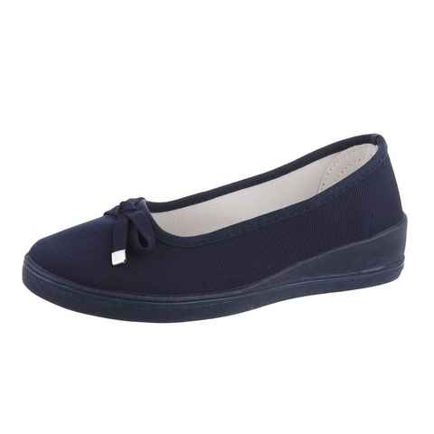 Ital-Design Damen Schlupfschuhe Freizeit Slipper Keilabsatz/Wedge Slipper in Dunkelblau