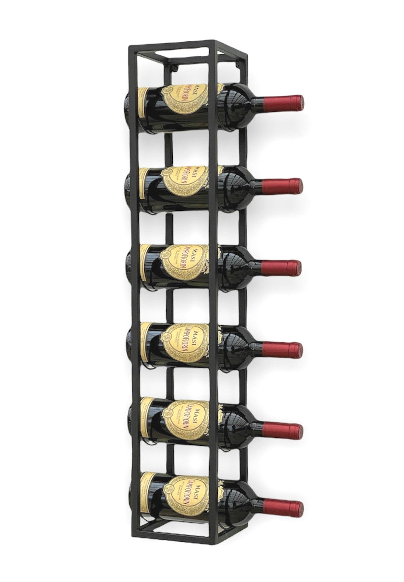 DanDiBo Weinregal Metall Wand 80 cm Schwarz Flaschenregal 96238 Flaschenhalter, Wandmontage Modern Wandhalter Wandregal für 6 Flaschen