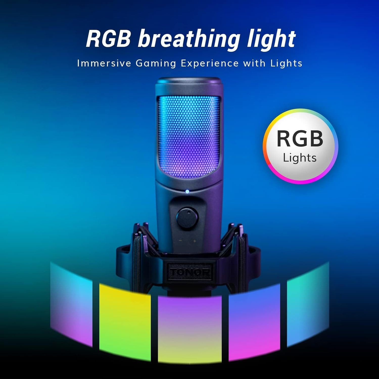 TONOR Mikrofon TONOR TC40 RGB USB Mikrofon mit Mute Taste & Arm für PC PS4 PS5